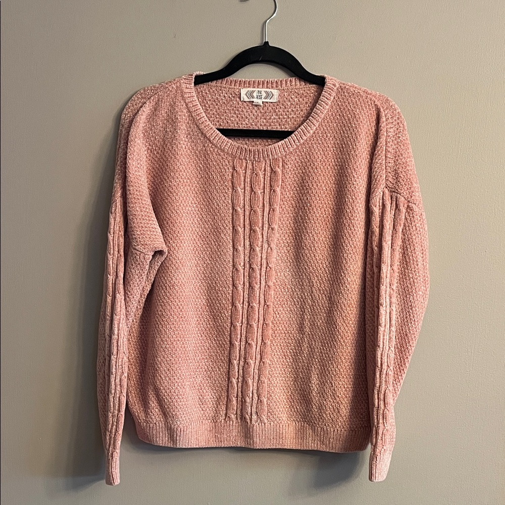 Pink Rose Cozy Pink Cable Knit Sweater